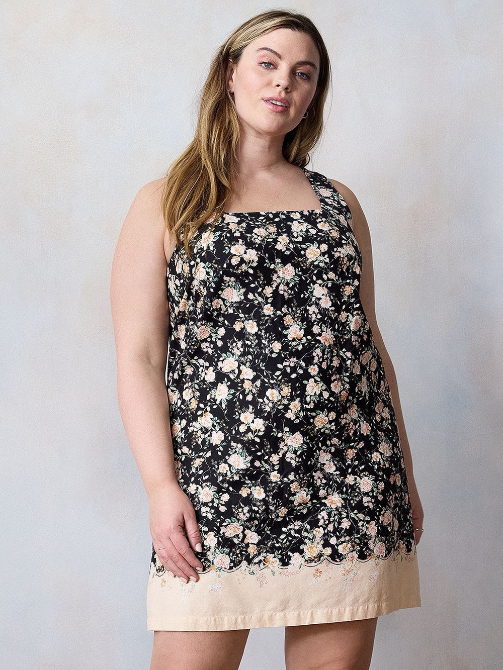 Lauren Conrad Dark Romantic Floral Sleeveless Linen Blend Minidress  Blac